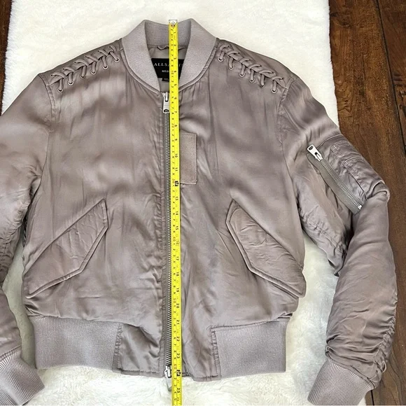 All Saints Bree Lace Bomber Jacket Size Medium - Picture 15 of 16
